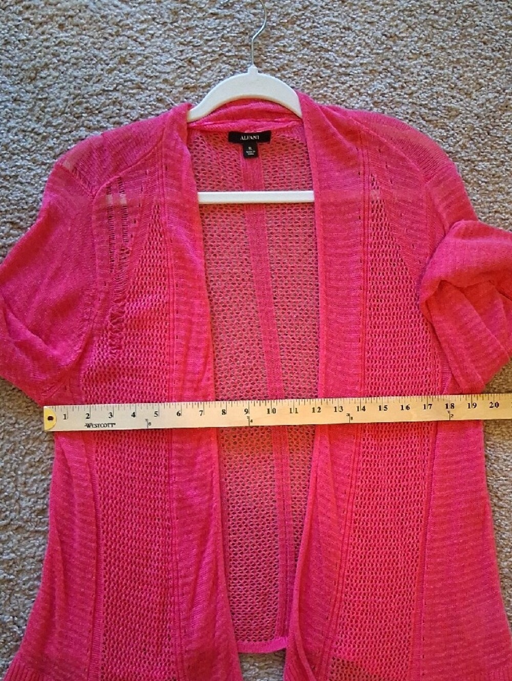 Alfani Open-Front Lightweight Open Knit Cardigan - Bright Pink - Picture 7 of 7